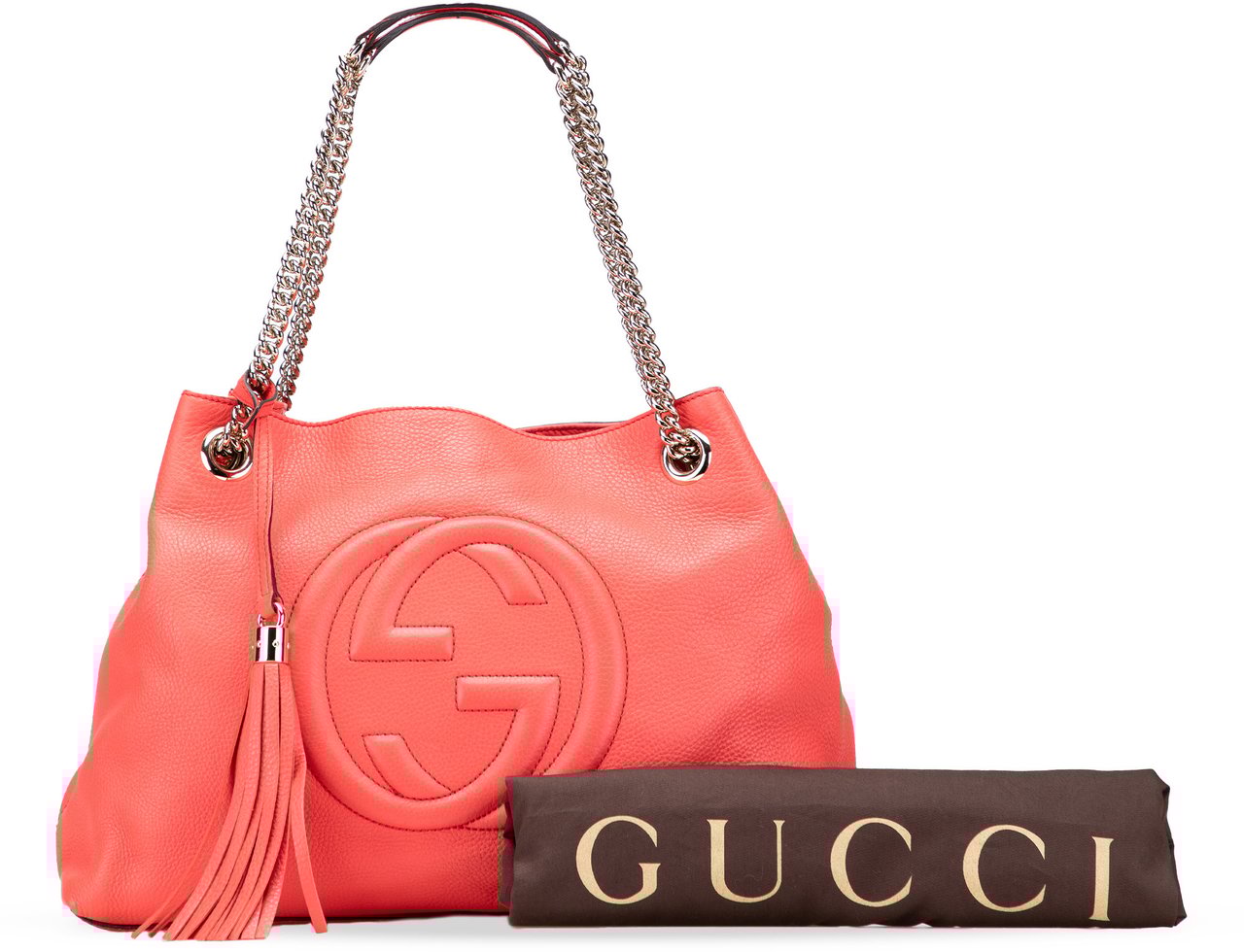 Gucci Medium Leather Soho Chain Tote Roze