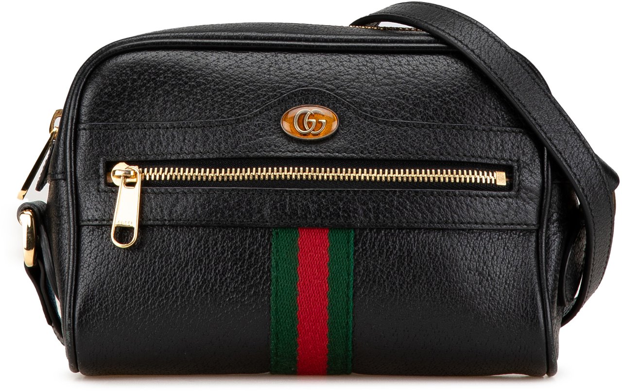 Gucci Mini Leather Ophidia Crossbody Zwart