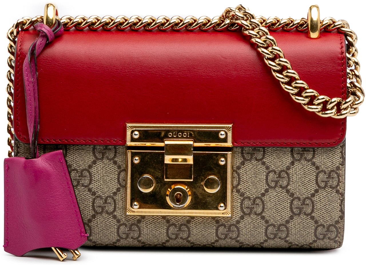 Gucci Small GG Supreme Padlock Crossbody Bruin