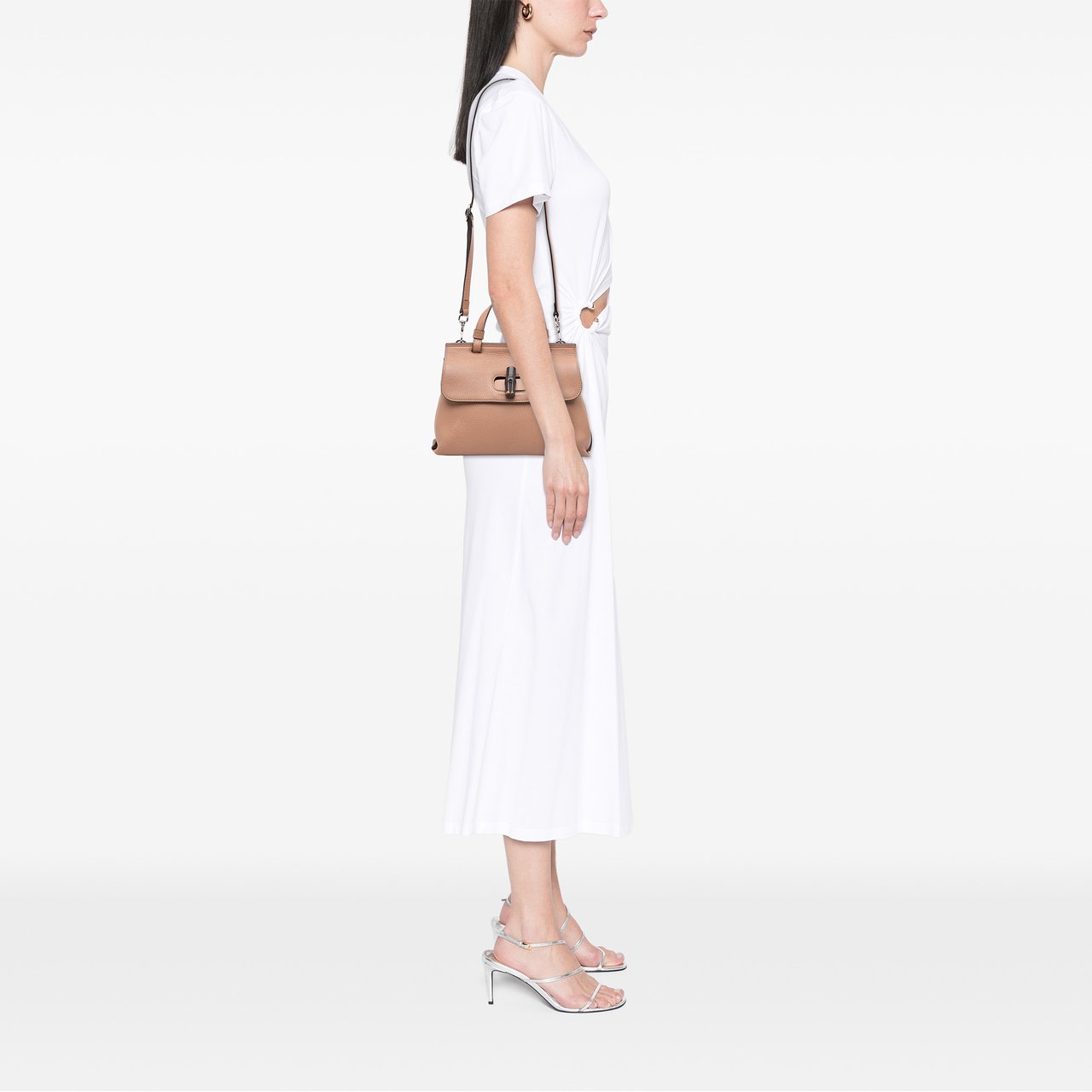 Gucci Small Leather Bamboo Daily Satchel Bruin