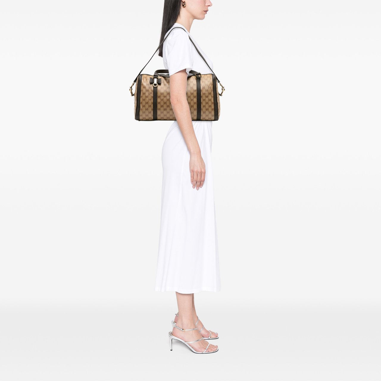 Gucci Large GG Crystal Duchessa Boston Bag Bruin