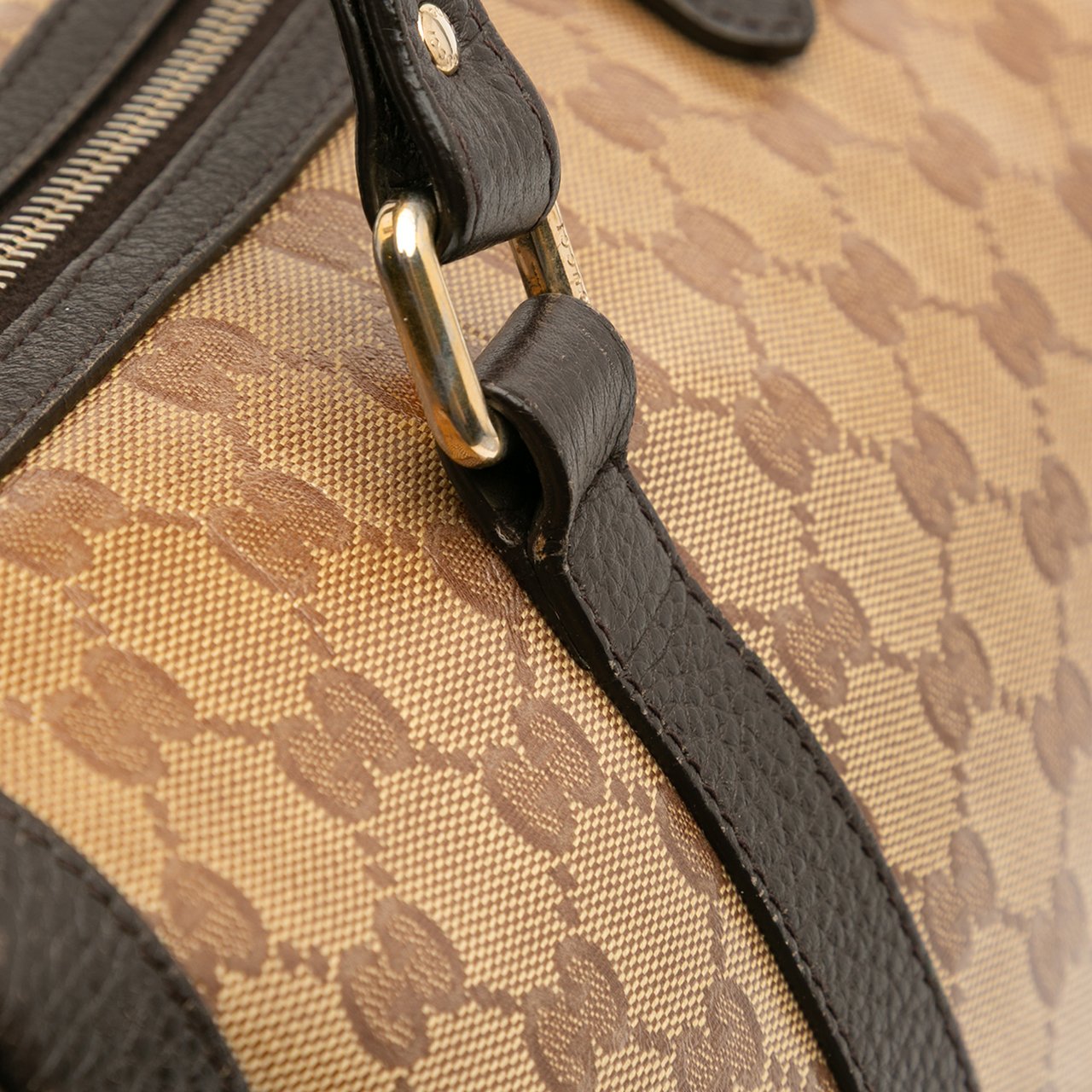 Gucci Large GG Crystal Duchessa Boston Bag Bruin