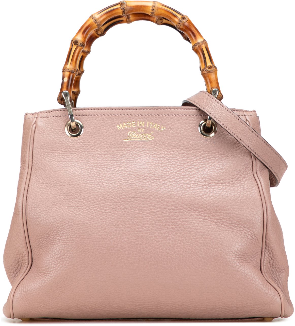 Gucci Small Calfskin Bamboo Shopper Satchel Roze