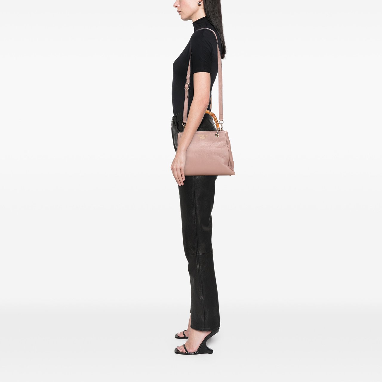 Gucci Small Calfskin Bamboo Shopper Satchel Roze