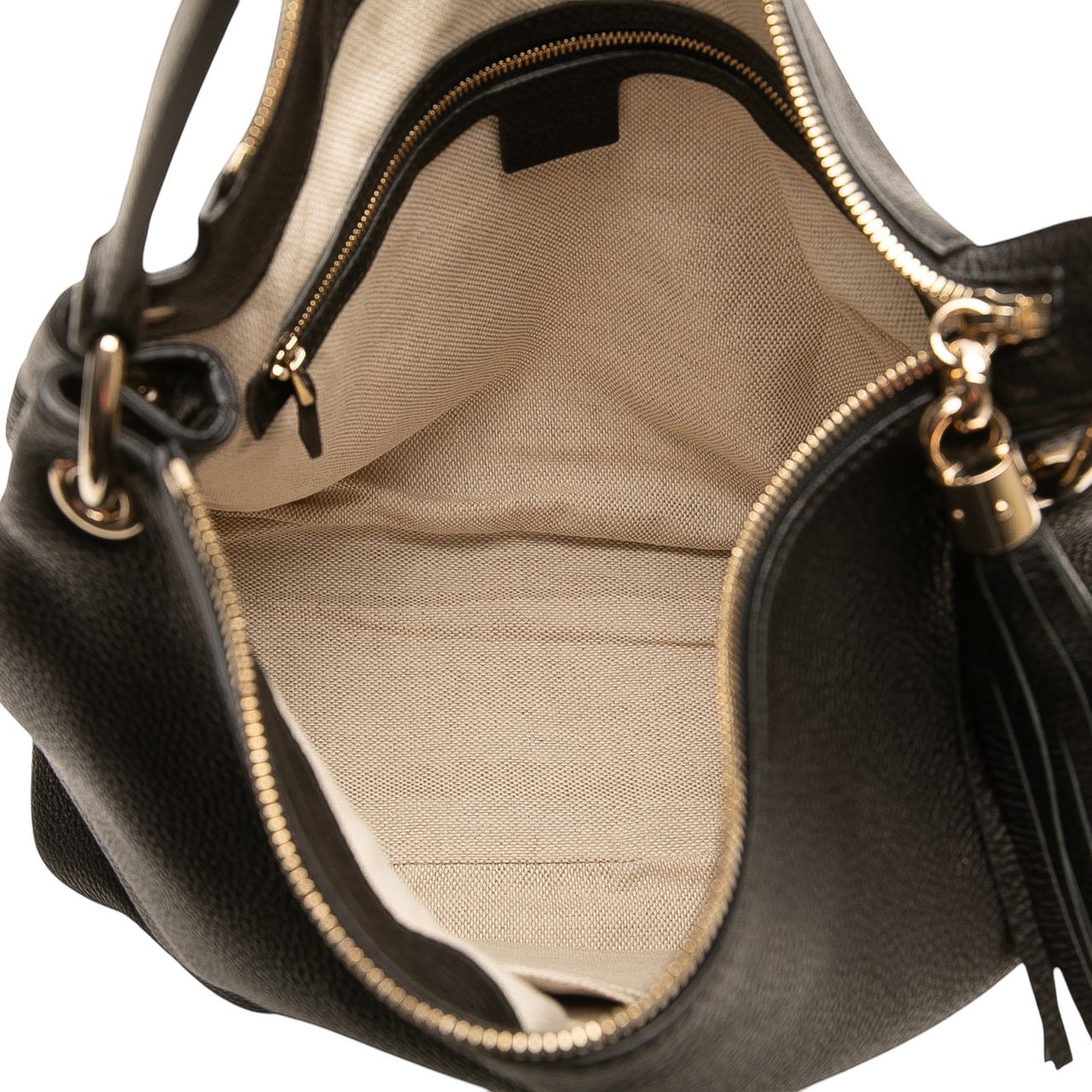 Gucci Large Pebbled Calfskin Soho Convertible Hobo Zwart