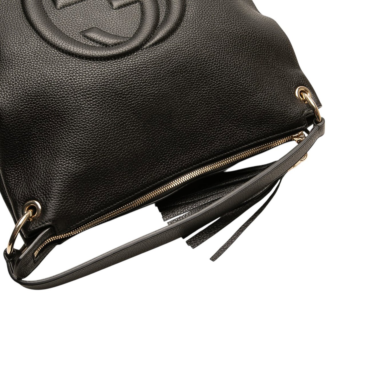 Gucci Large Pebbled Calfskin Soho Convertible Hobo Zwart