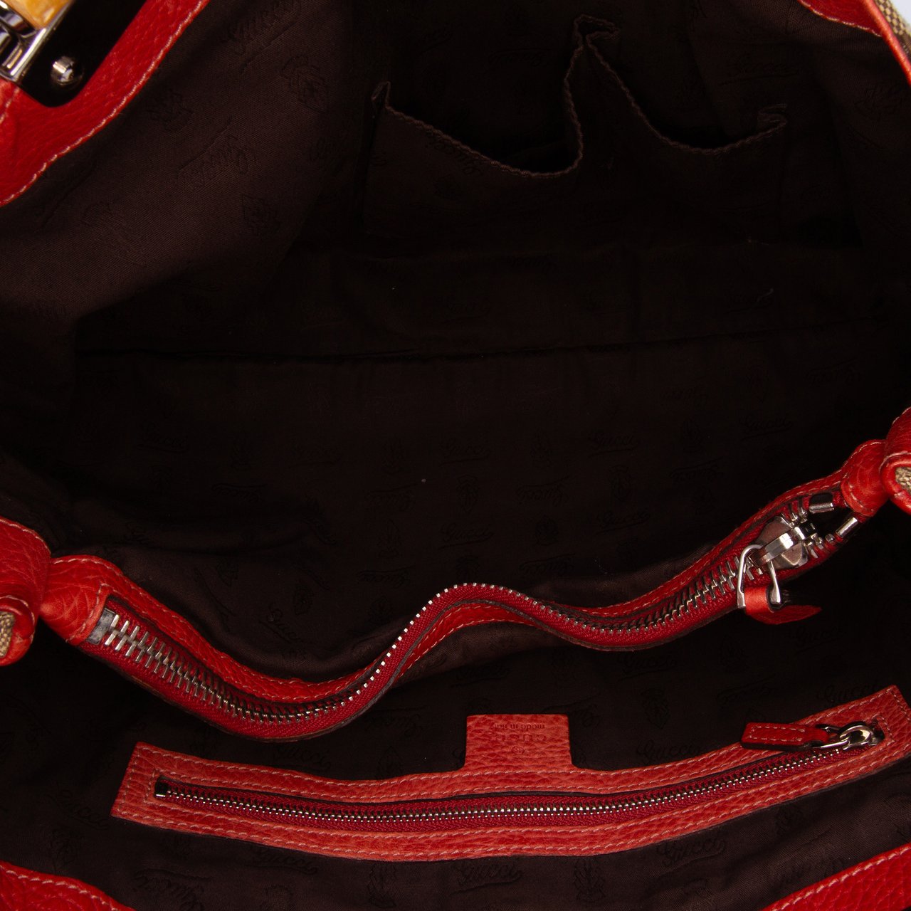 Gucci Medium GG Canvas Bamboo Libeccio Tote Bruin