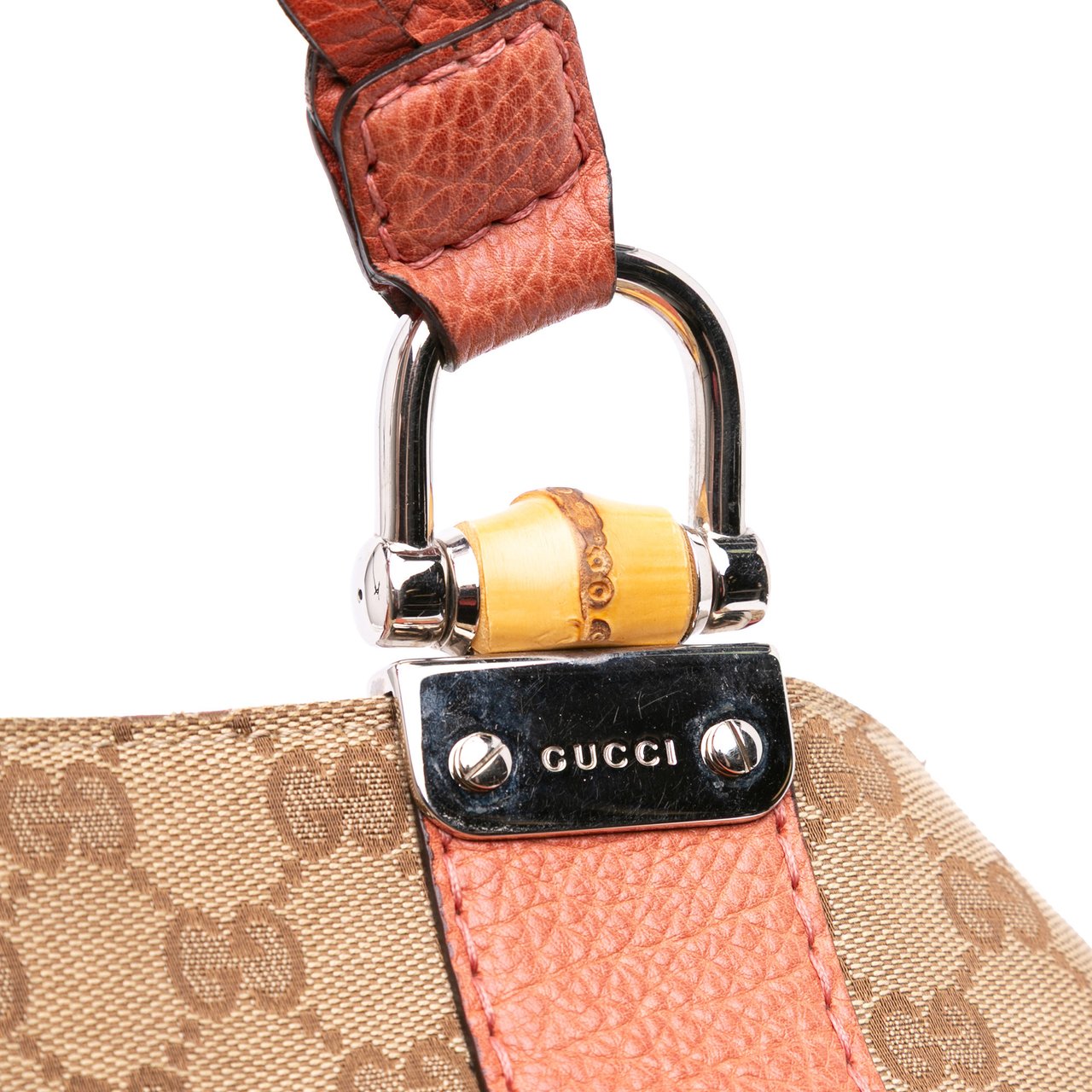 Gucci Medium GG Canvas Bamboo Libeccio Tote Bruin