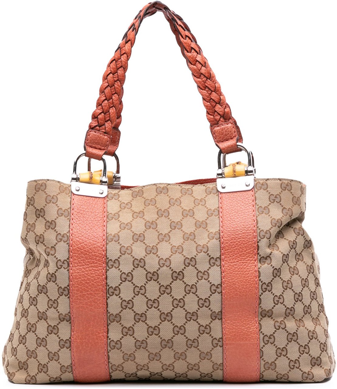 Gucci Medium GG Canvas Bamboo Libeccio Tote Bruin