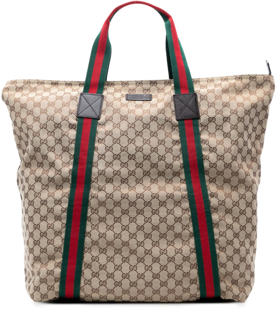 Gucci GG Canvas Web Tote Bruin
