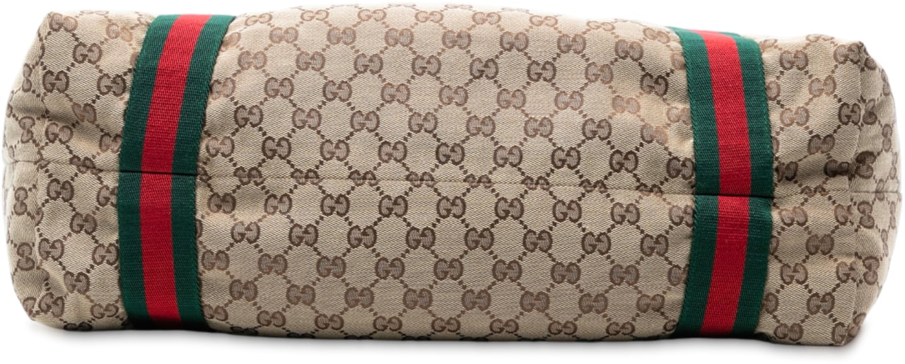 Gucci GG Canvas Web Tote Bruin