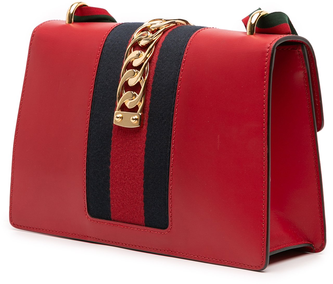 Gucci Small Leather Sylvie Web Satchel Rood