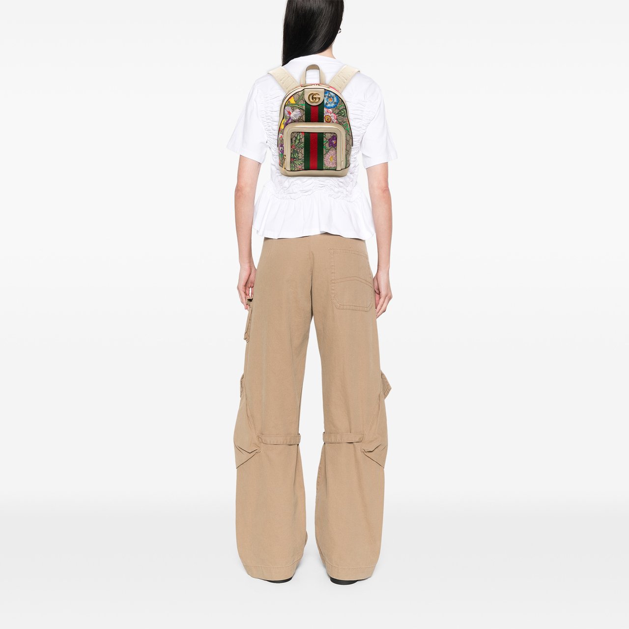 Gucci Small GG Supreme Flora Ophidia Backpack Bruin