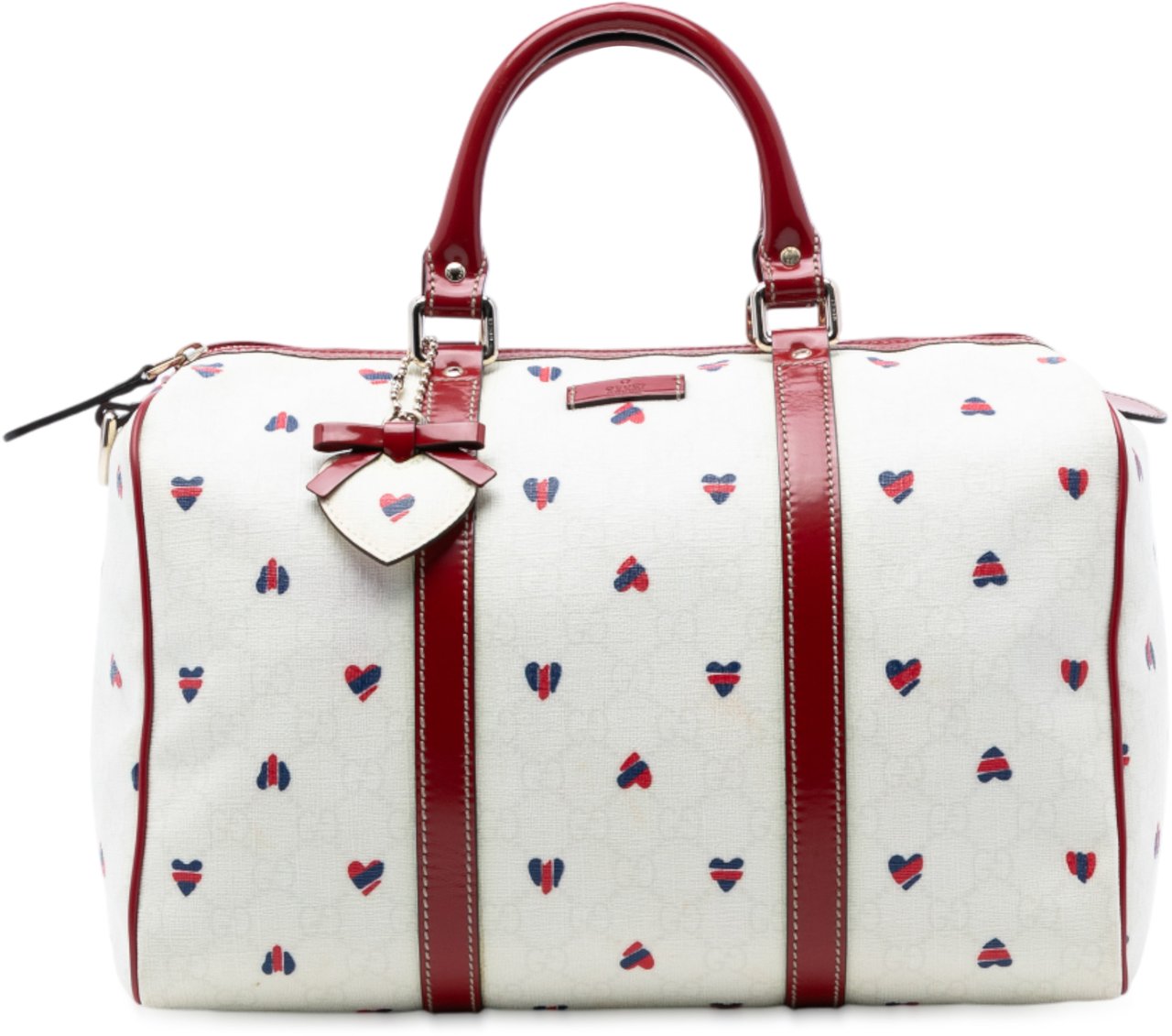 Gucci Medium GG Supreme Hearts Joy Boston Bag Wit
