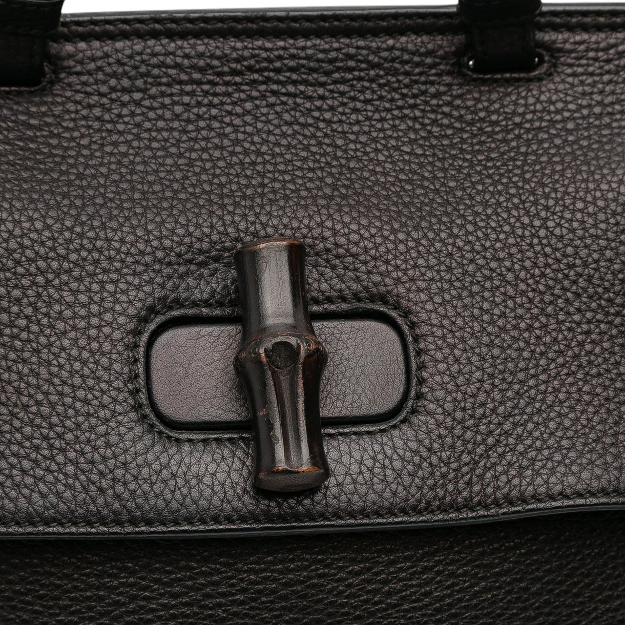 Gucci Medium Leather Bamboo Daily Satchel Zwart