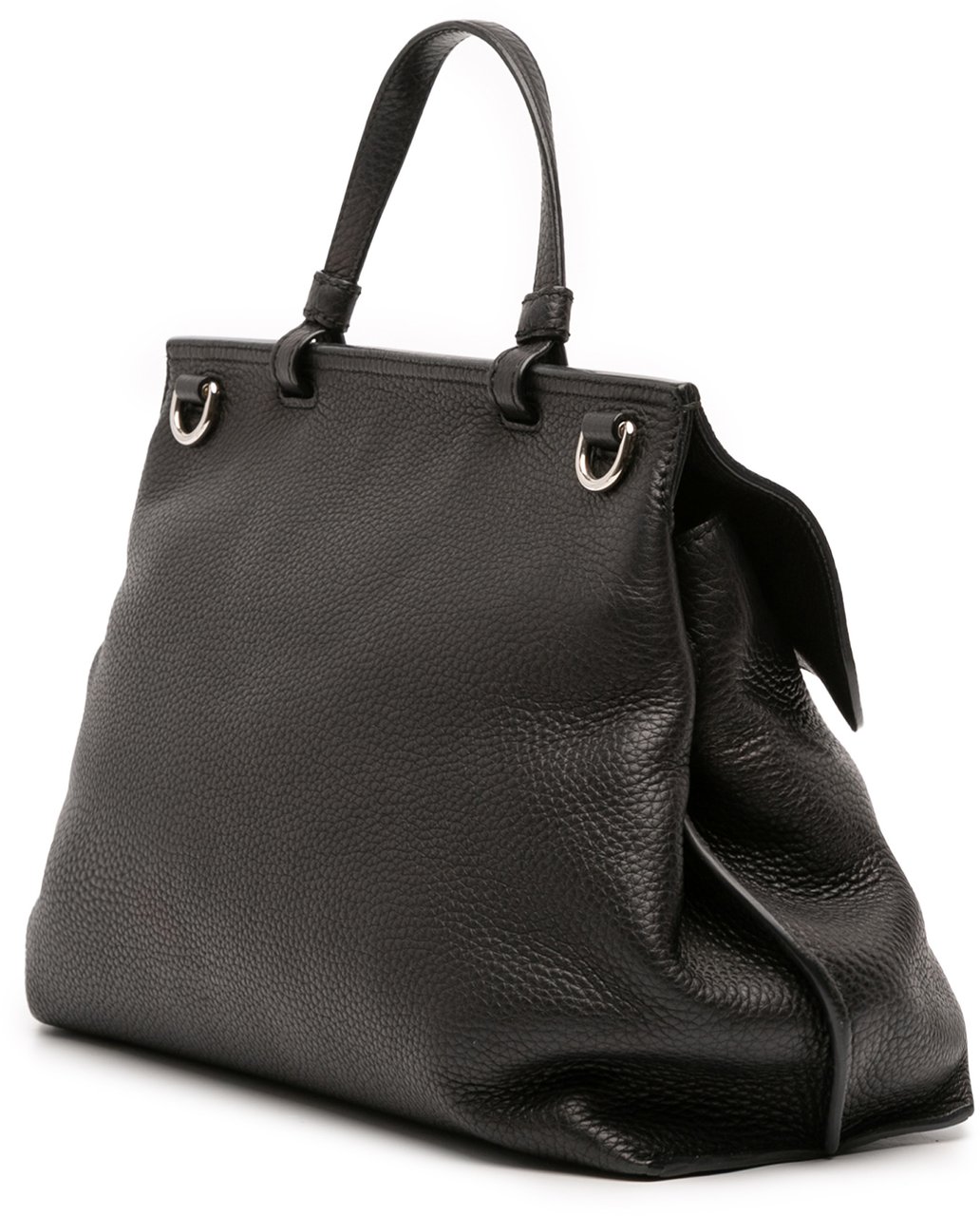 Gucci Medium Leather Bamboo Daily Satchel Zwart