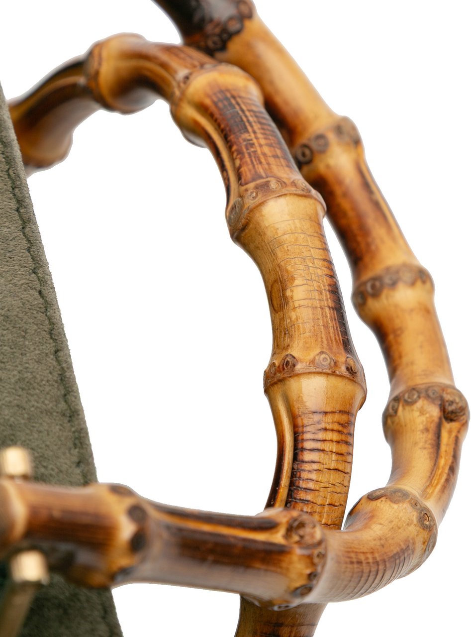 Gucci Suede Bamboo Satchel Groen