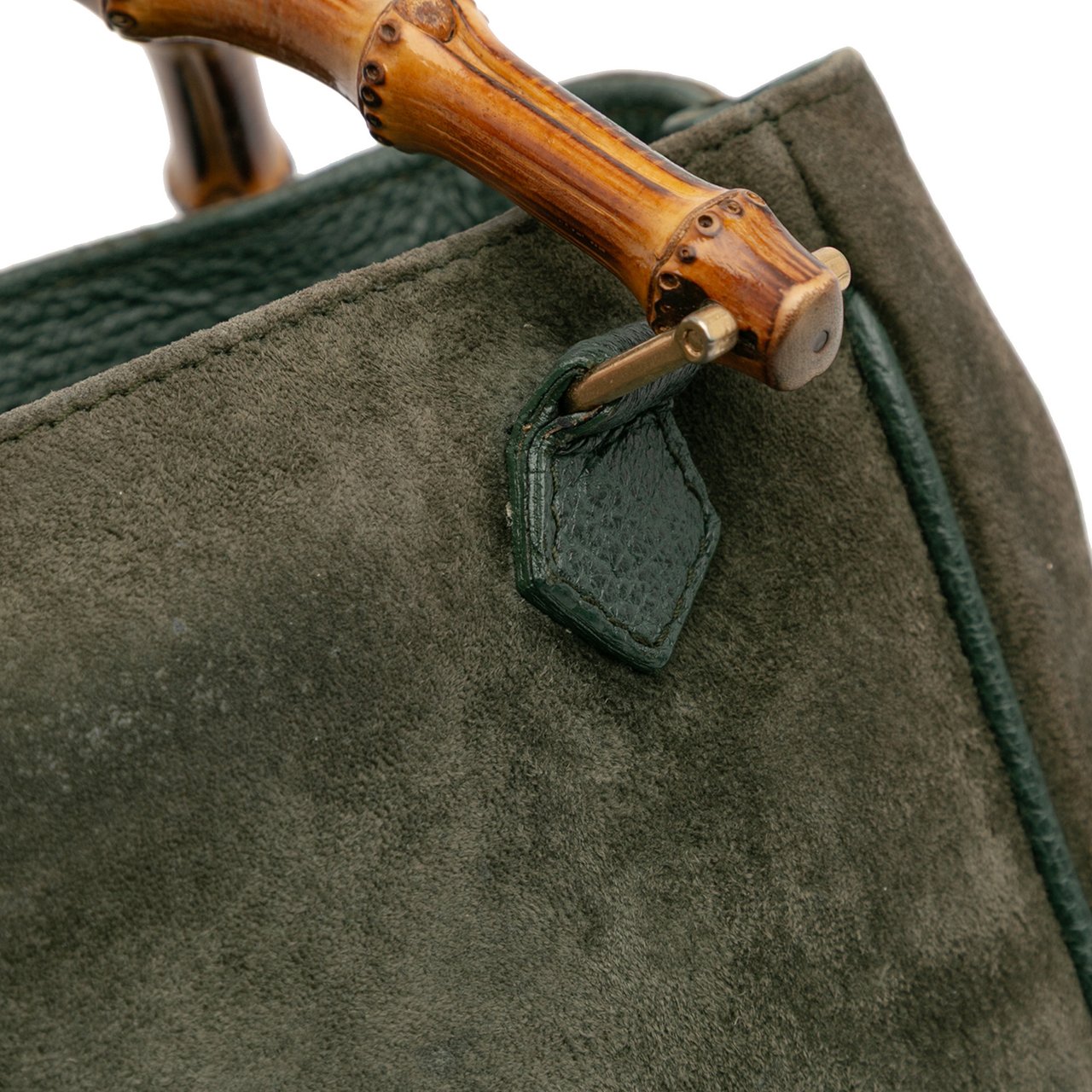 Gucci Suede Bamboo Satchel Groen