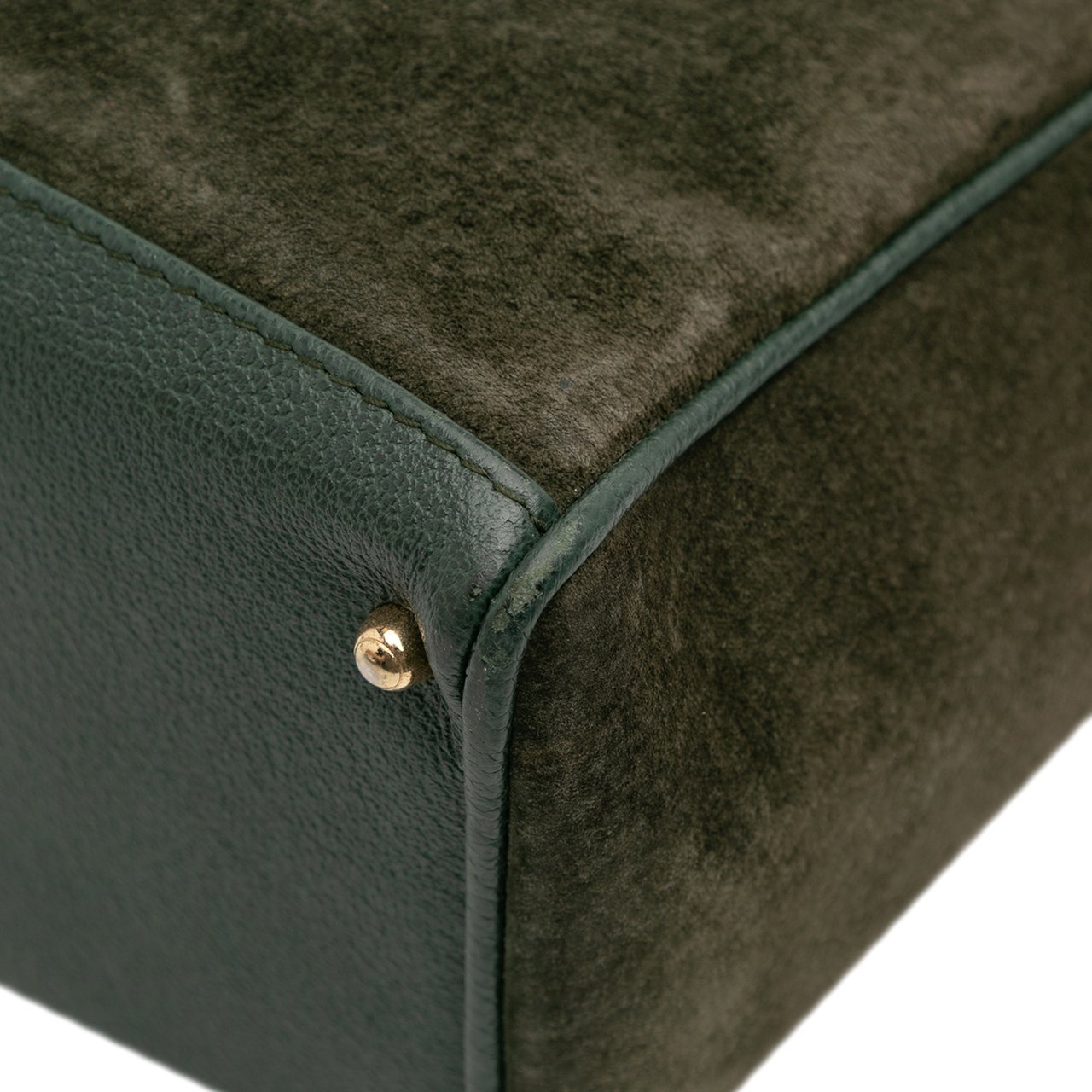 Gucci Suede Bamboo Satchel Groen