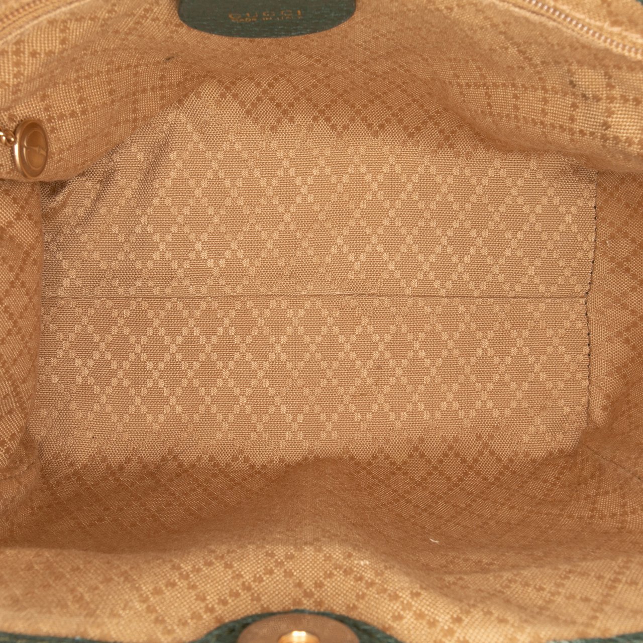 Gucci Suede Bamboo Satchel Groen