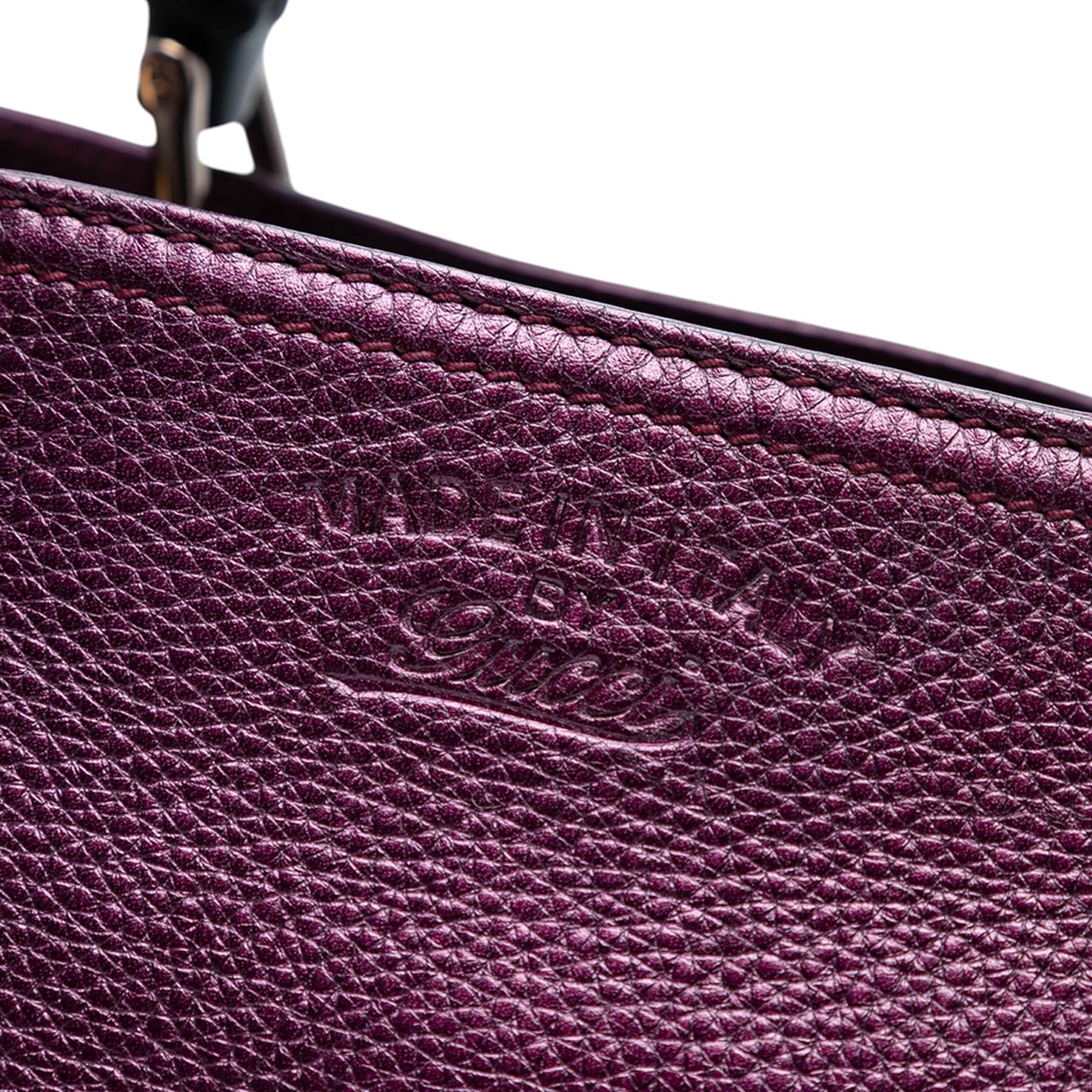 Gucci Medium Calfskin Bamboo Shopper Satchel Paars