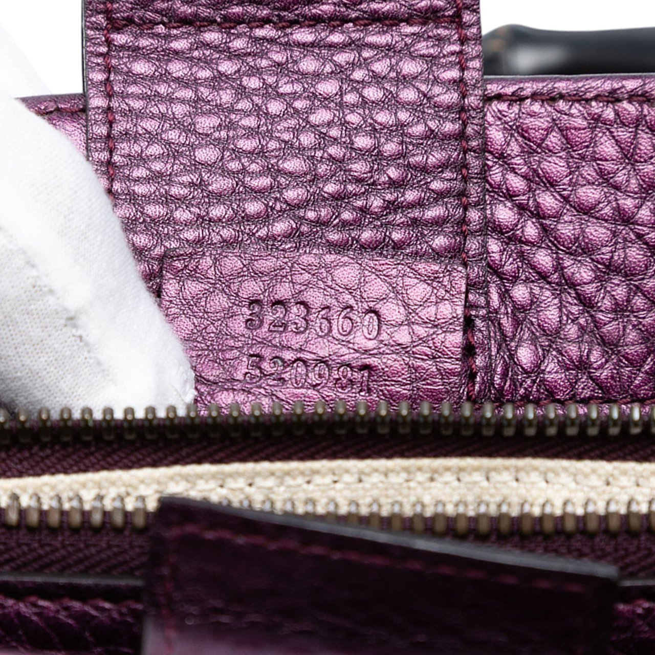 Gucci Medium Calfskin Bamboo Shopper Satchel Paars