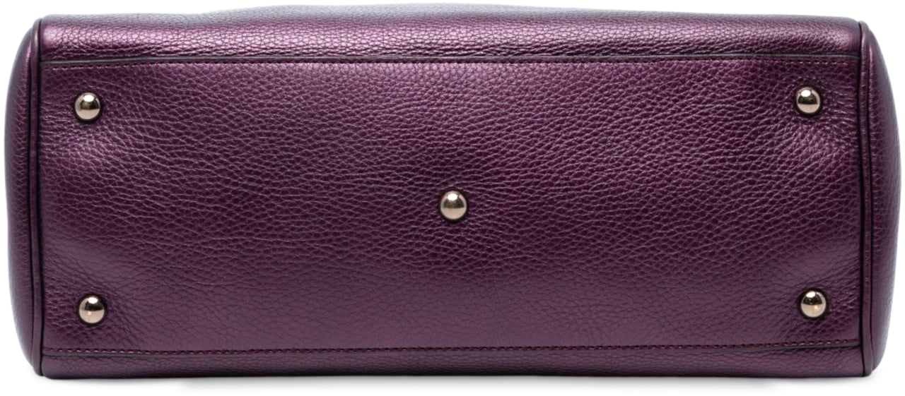 Gucci Medium Calfskin Bamboo Shopper Satchel Paars