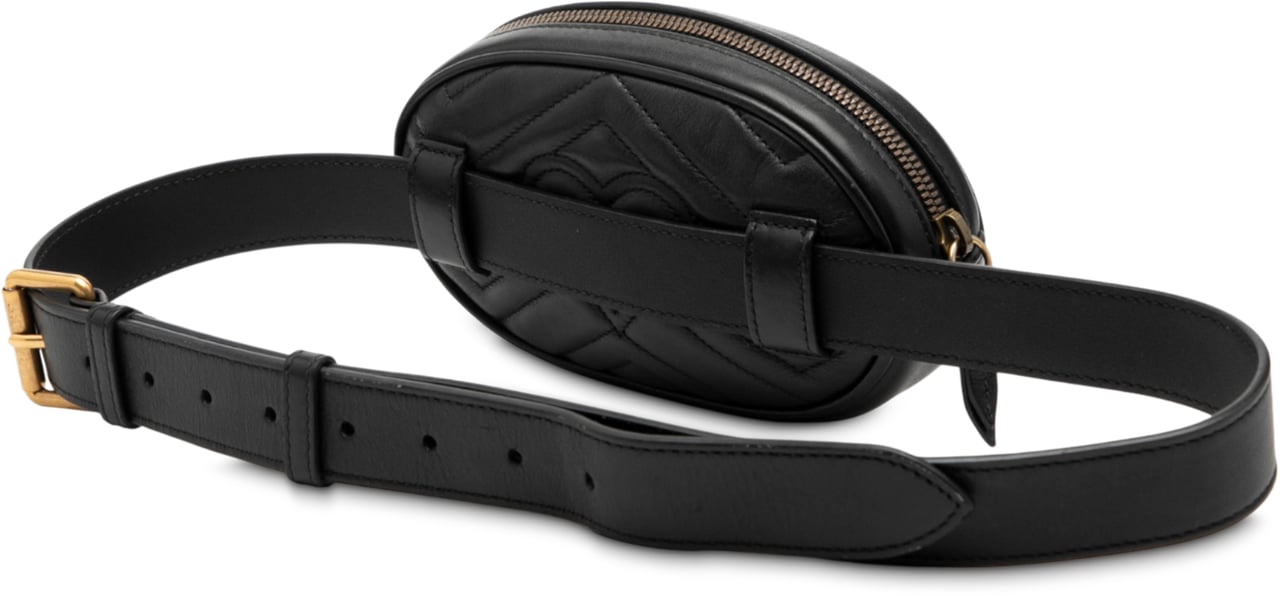Gucci GG Marmont Matelasse Leather Belt Bag Zwart