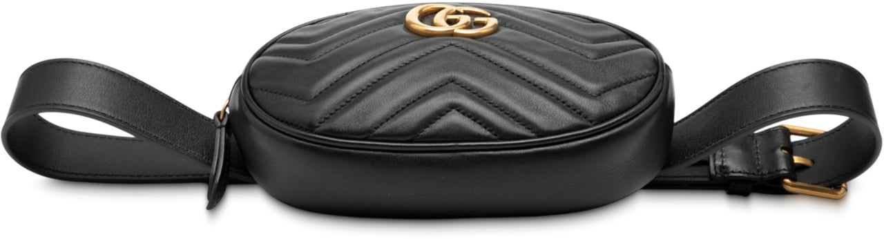 Gucci GG Marmont Matelasse Leather Belt Bag Zwart