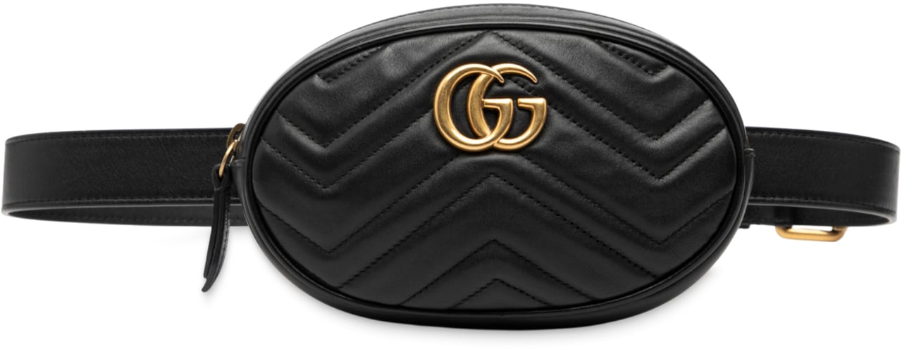 Gucci GG Marmont Matelasse Leather Belt Bag Zwart