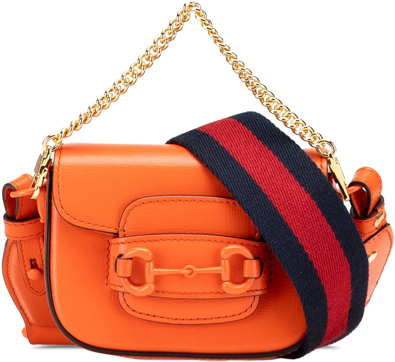 Gucci Mini Leather Horsebit 1955 Web Satchel Oranje