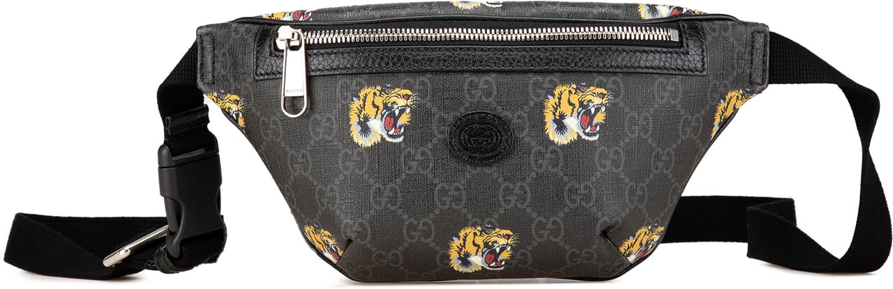 Gucci GG Supreme Tiger Belt Bag Zwart
