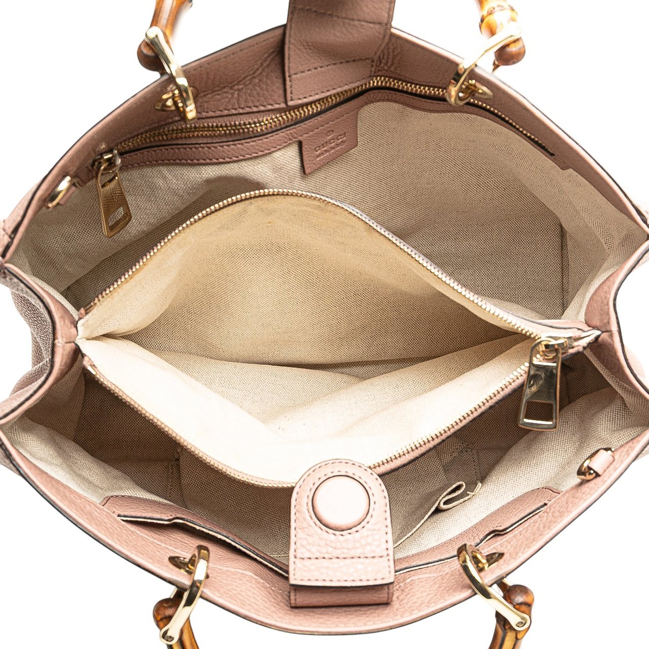 Gucci Medium Calfskin Bamboo Shopper Satchel Roze