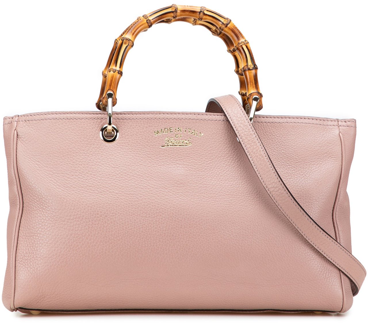 Gucci Medium Calfskin Bamboo Shopper Satchel Roze