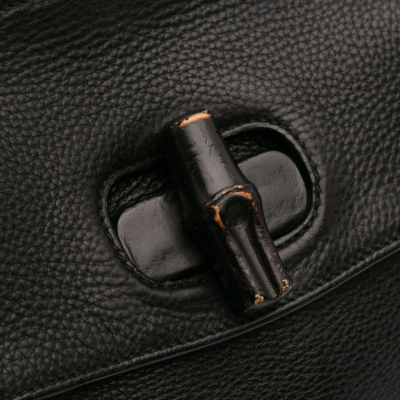Gucci Small Leather Bamboo Daily Satchel Zwart