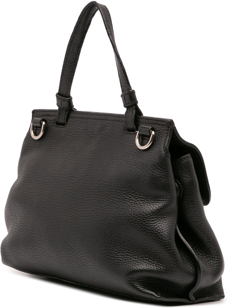 Gucci Small Leather Bamboo Daily Satchel Zwart