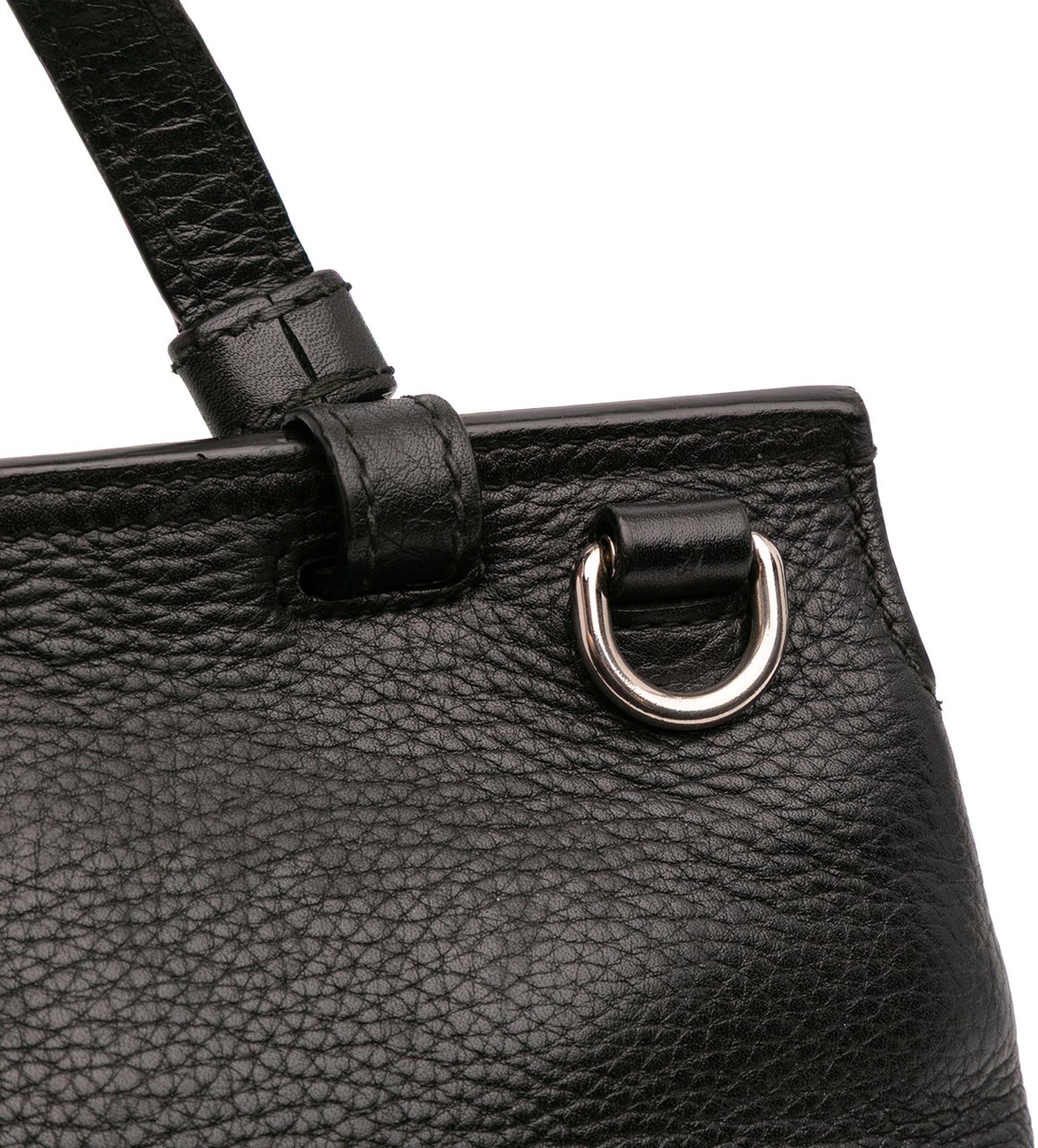Gucci Small Leather Bamboo Daily Satchel Zwart