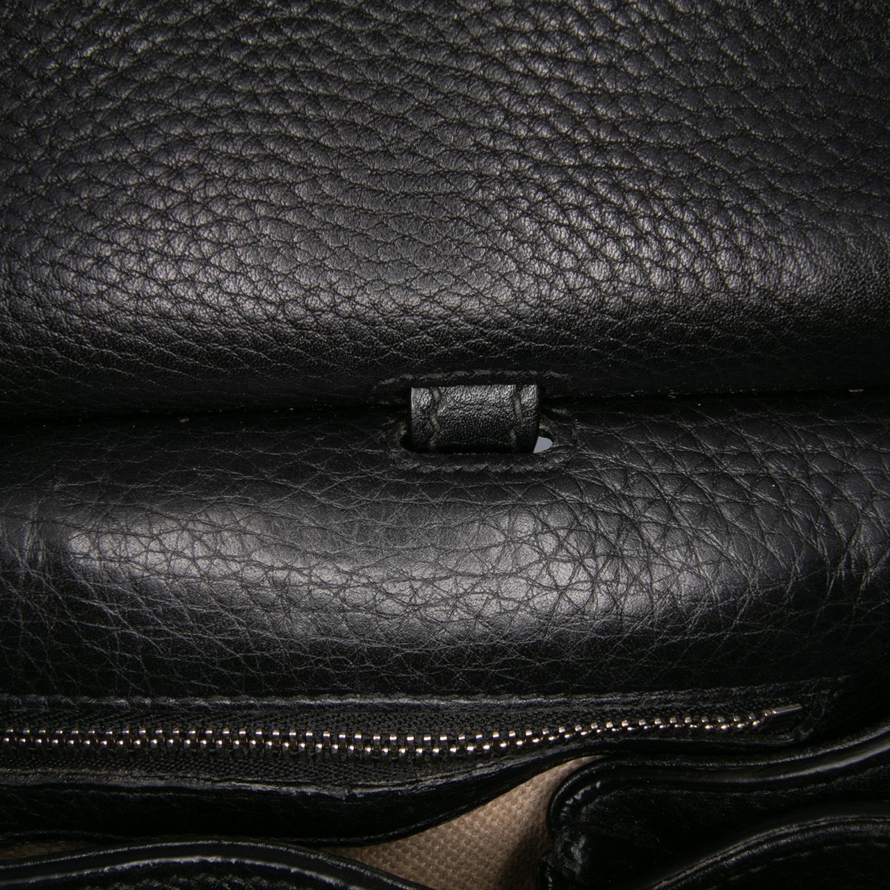 Gucci Small Leather Bamboo Daily Satchel Zwart