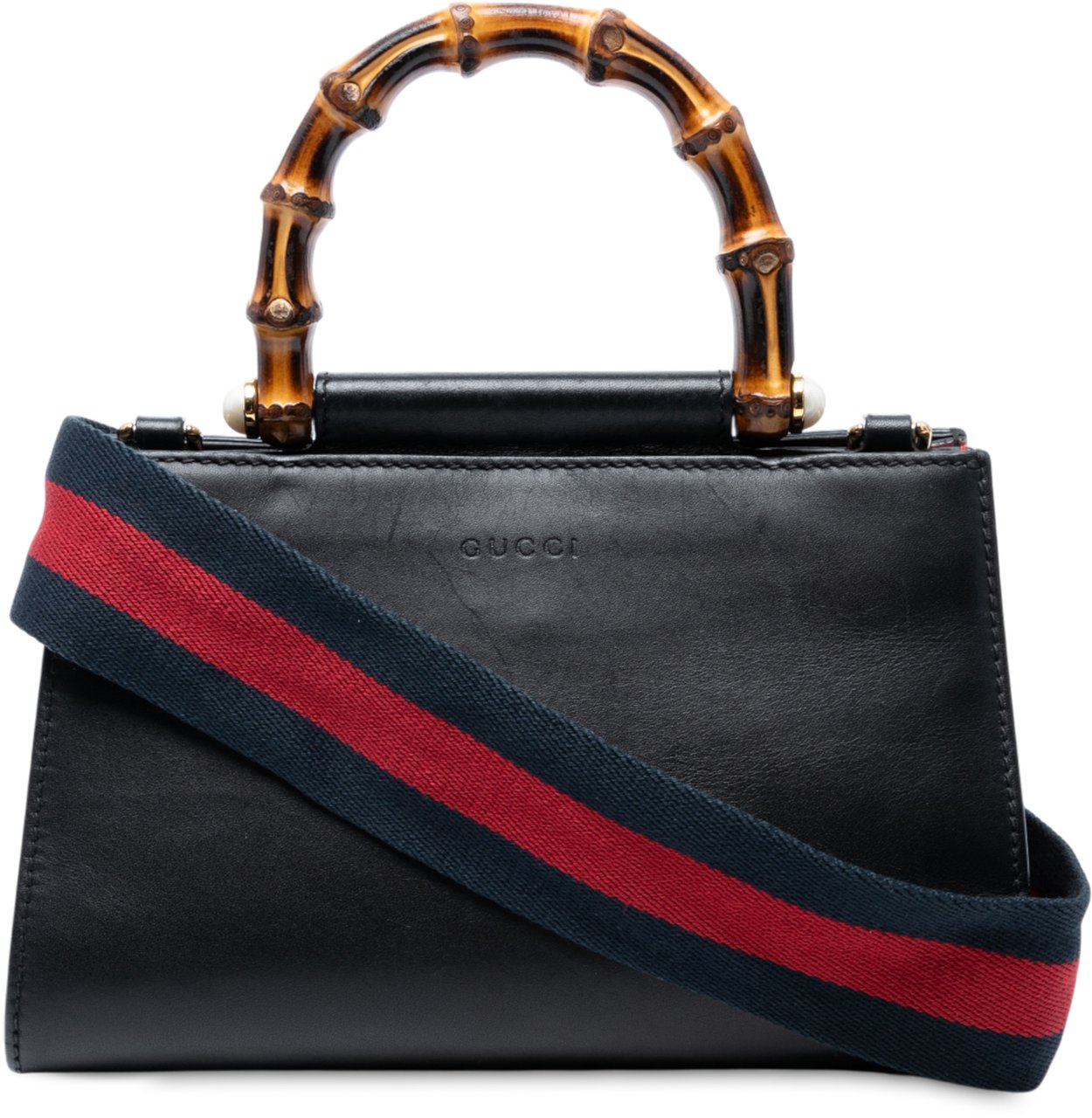 Gucci Mini Nappa Bamboo Nymphaea Top Handle Bag Zwart
