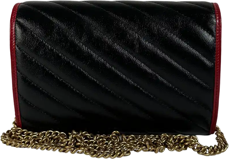 Gucci Gucci Torchon GG Marmont Wallet on Chain red black leather / mint condition Zwart