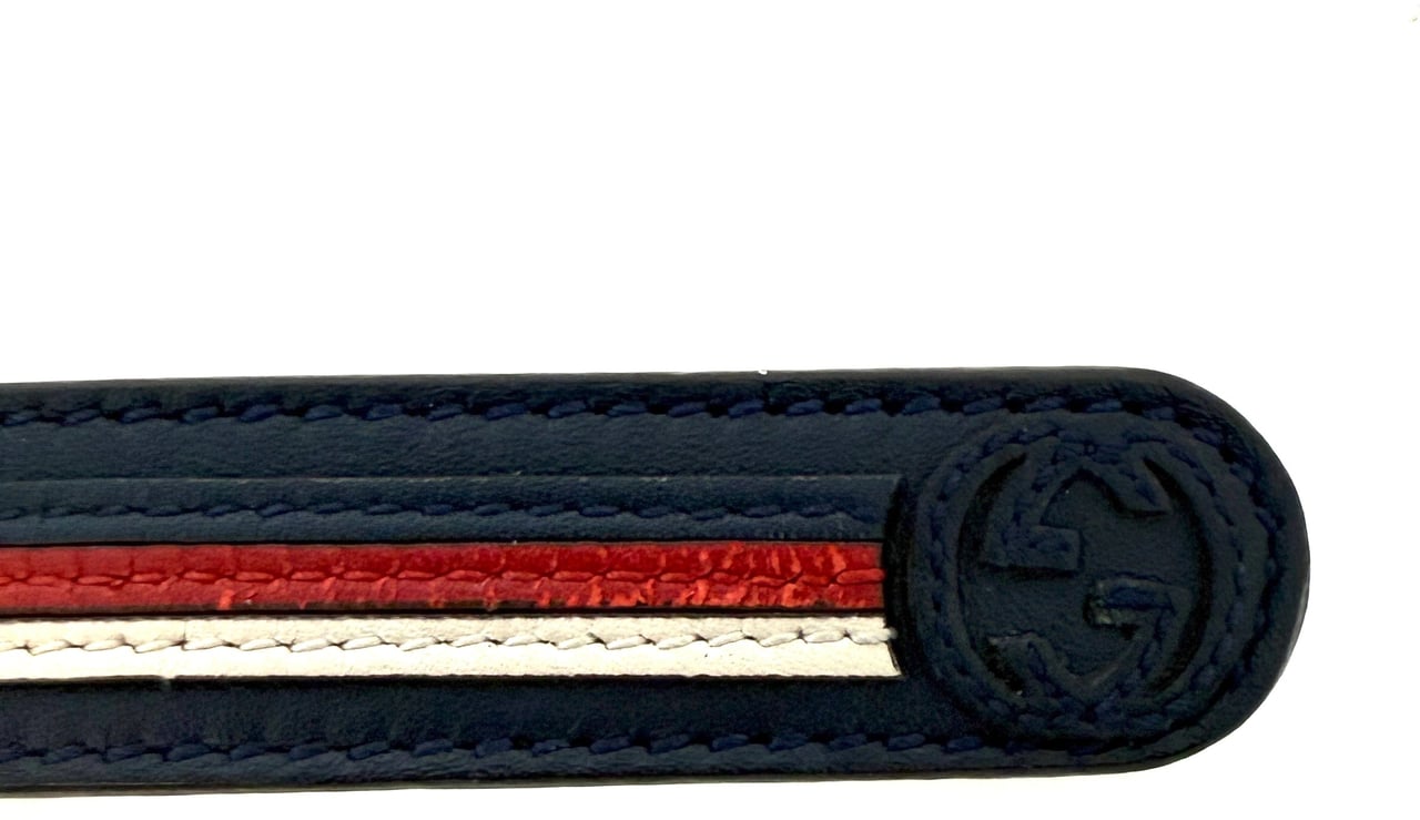 Gucci Gucci Torchon GG Sylvie Belt Navy Blue Red White/ acceptable Beige