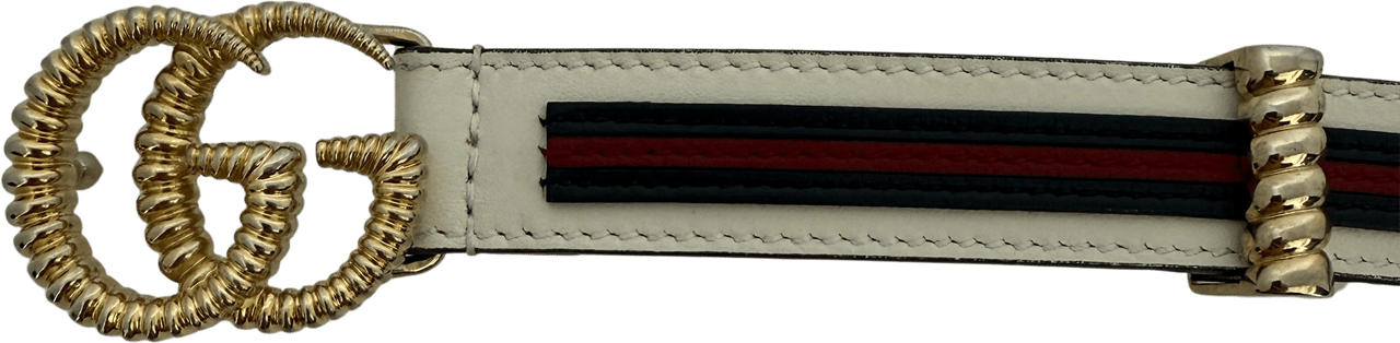 Gucci Gucci Torchon GG Sylvie Belt White Navy Blue Red / good Zwart