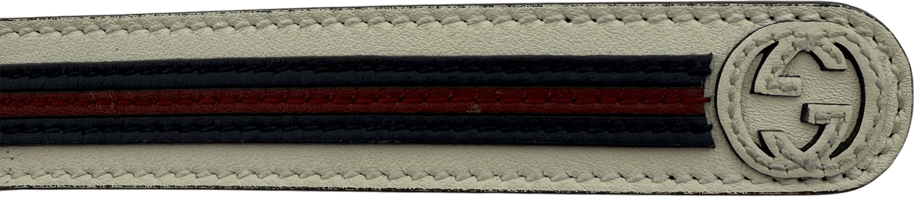 Gucci Gucci Torchon GG Sylvie Belt White Navy Blue Red / good Zwart