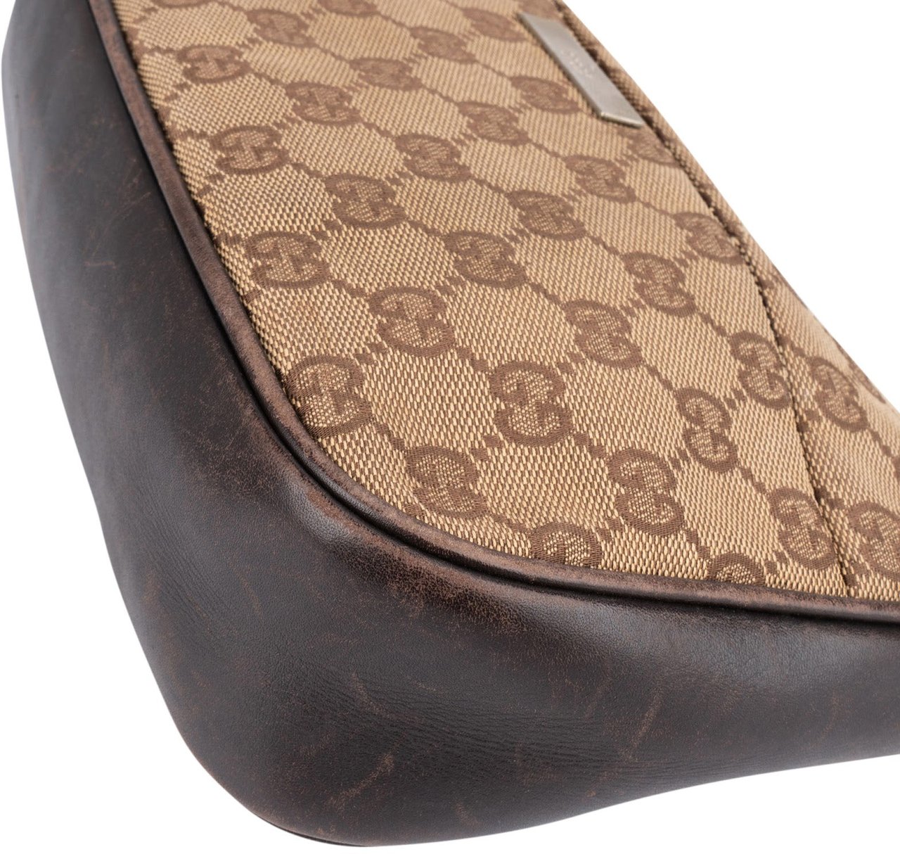 Gucci Gucci Monogram GG Bamboo Handle Shoulder Bag Beige