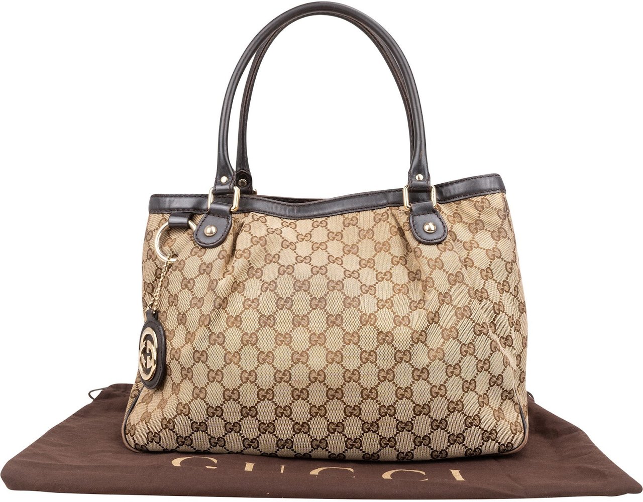 Gucci Gucci Monogram GG Canvas Sukey Handbag Bruin