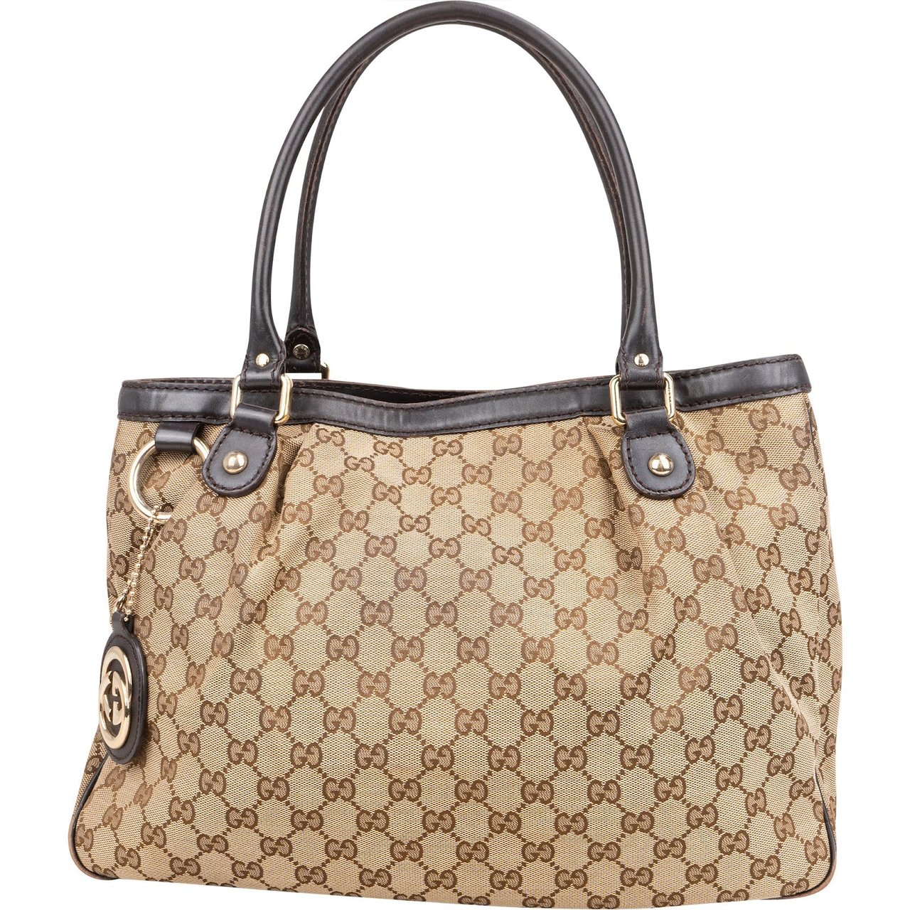 Gucci Gucci Monogram GG Canvas Sukey Handbag Bruin