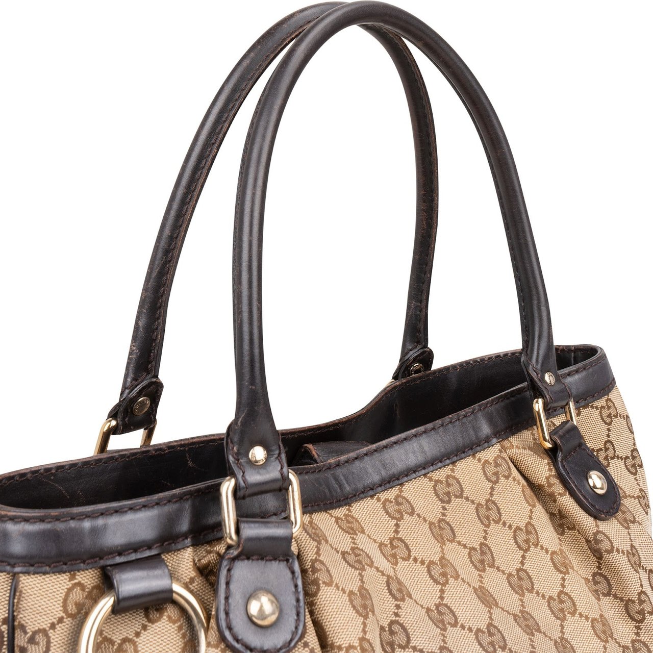 Gucci Gucci Monogram GG Canvas Sukey Handbag Bruin