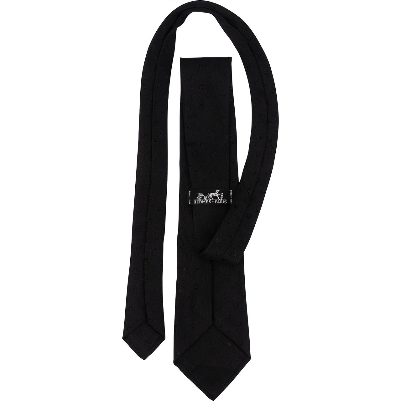 Gucci Gucci Horseshoe Pattern Silk Tie Krawatte Zwart