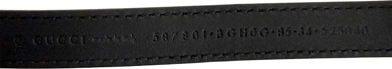 Gucci Gucci G Buckle narrow leather belt 85cm Black / very good Zwart