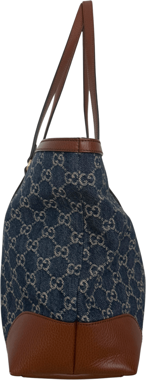 Gucci Gucci Ophidia GG Denim Tote Bag Blau / gut Blauw